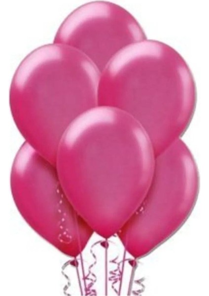 Doğum Günü Konsept Metalik Balon Fuşya 50 Adet Balon Süsleme