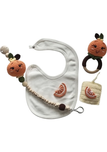 Hoşgeldin Bebek, Unisex, Yenidoğan Bebek, Portakal Motifli Amigurumi Hediye Seti fırsatları