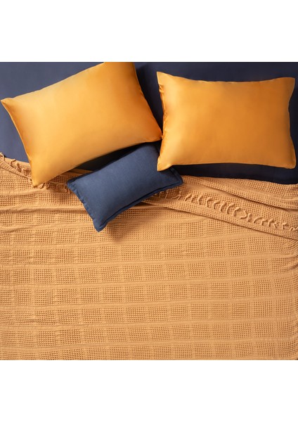Solıd Kıng Sıze Tencel - Cotton Tencel Pamuk Pike 240x220 Cm Tarçın