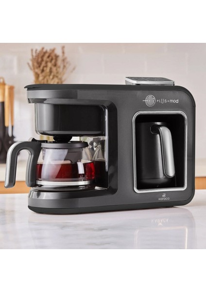 Hatır Plus 5 In 1 Konuşan Türk Kahvesi, Filtre Kahve ve Çay Demleme Makinesi Black Chrome + Mutfak Tartısı