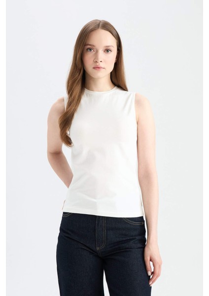 Regular Fit Bisiklet Yaka Basic Düz Kolsuz Atlet E7619AX25SP fırsatları