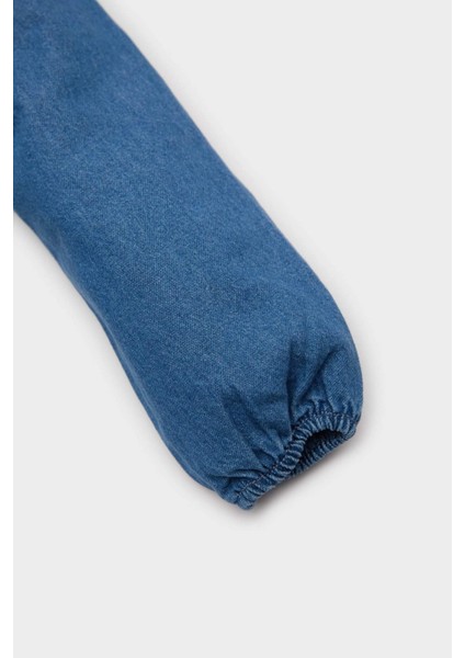 Kız Bebek Nakışlı Uzun Kollu Jean Elbise E0466A525SP