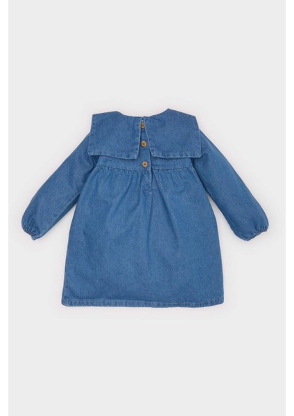 Kız Bebek Nakışlı Uzun Kollu Jean Elbise E0466A525SP