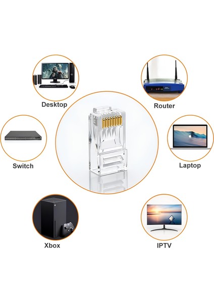 Ez RJ45 Cat6 Yeni Nesil Delikli Jack Konnektör 10'lu