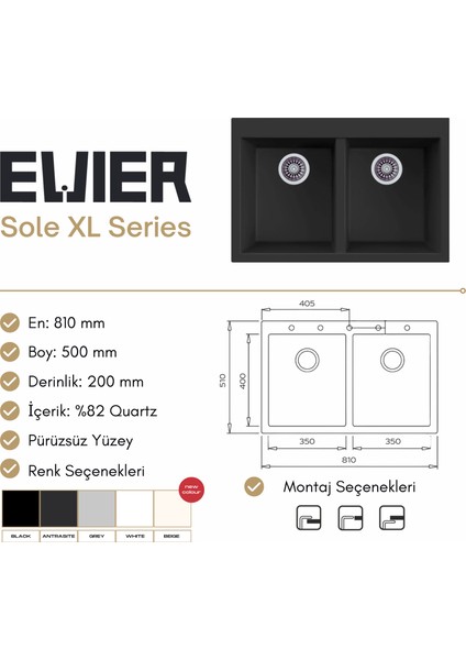 Granit Evye Sole X-Large Series (Çift Göz) (81X50)