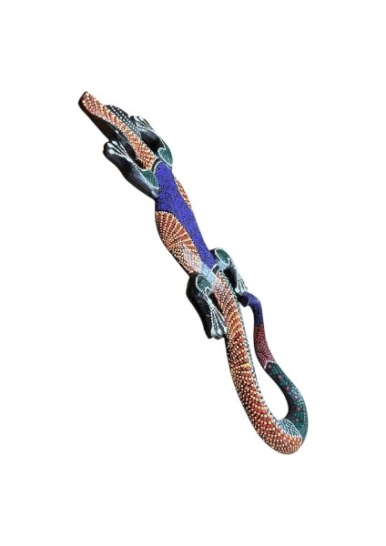 Afrika Tik Ağacından Elişi Boyama Kertenkele Figürlü Otantik Duvar Dekoru modelleri