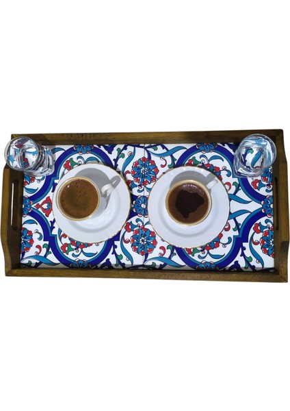 Ahşap Seramikli Çini Desenli Sunumluk Tepsi modelleri