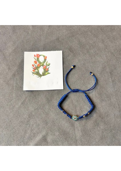 7104 El Yapımı Zirkon Taşlı Nazar Boncuğu Detaylı Dorikalı Makrome Bileklik fiyatları