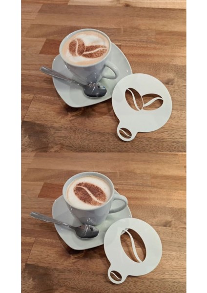 Kahve Çekirdeği Desenli 2 Adet Pasta Kahve Süt Latte Muffin Kek Cupcake Süsleme Şablonu