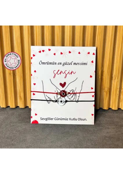 1696 El Yapımı Nazar Boncuğu Detaylı Sevgili Kombin Bileklik