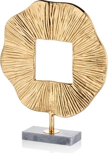 Evza Mermer Delikli Kare Dekor Gri Gold 8*37*43 cm
