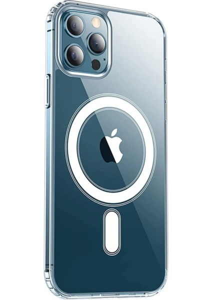 Iphone 12 Pro Max Kılıf Kamera Lens Korumalı Magsafe Destekli Şeffaf Darbe Emici Sert Kapak