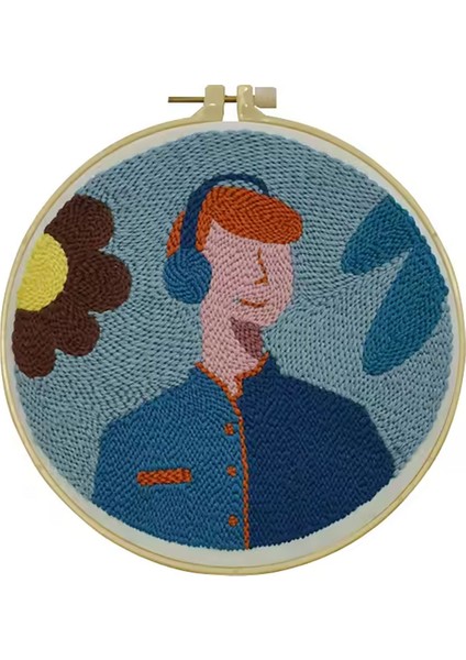 Kasnaklı Goblen Punch (Panç) Işleme Seti 20 cm Adam Deseni