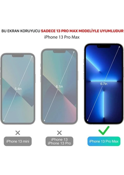 Apple iPhone 13 Pro Max Uyumlu Premium Ekran Koruyucu 9h Sert Temperli Kırılmaz Cam Koruma Şeffaf