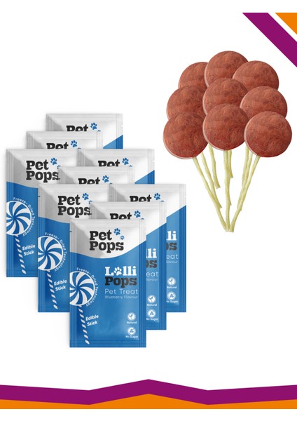 Lollipops Tavuk Ciğeri Yaban Mersini Dondurularak Kurutulmuş Kedi Köpek Ödülü Lolipop 9'Lu Lolipopu