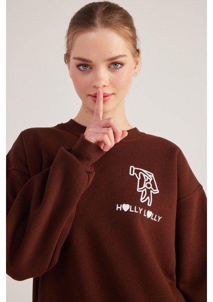 Oversize Kesim Unisex Gaslighting Sweatshirt Kahve fırsatları