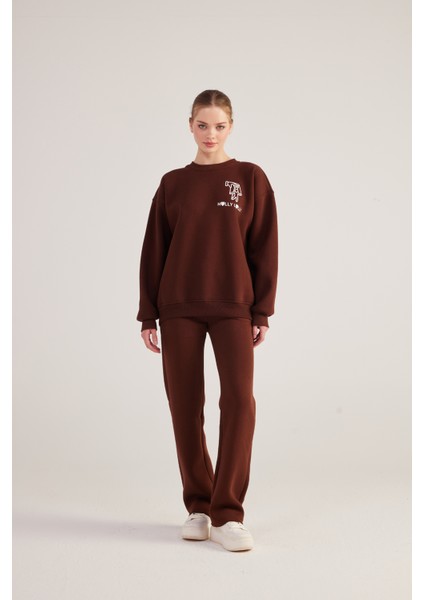 Oversize Kesim Unisex Gaslighting Sweatshirt Kahve indirimleri