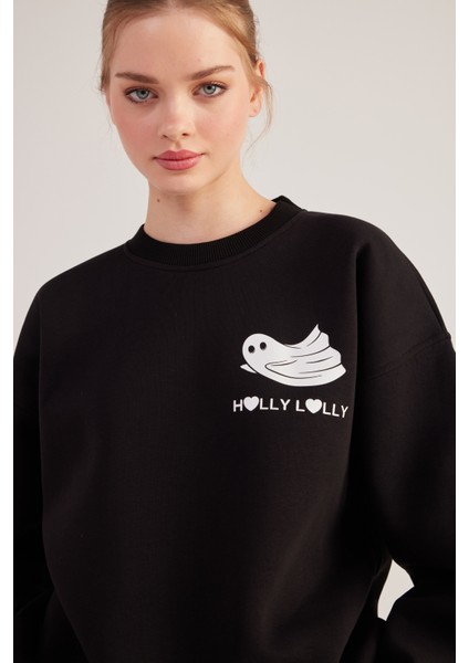 Oversize Kesin Unisex Ghosting Sweatshirt Siyah modelleri