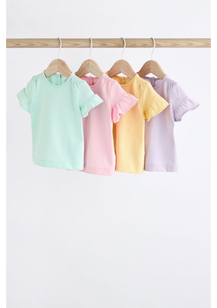 % 100 Pamuklu Pastel Renkler 4’lü Thsirt Set