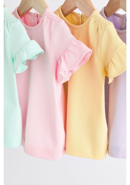 % 100 Pamuklu Pastel Renkler 4’lü Thsirt Set