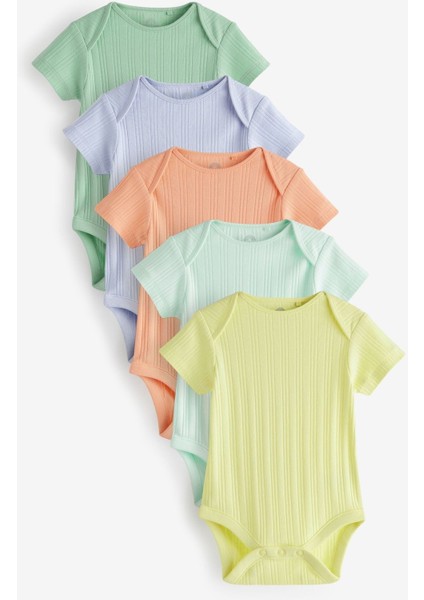 Pamuklu Neon Renkler Kısa Kollu 5’li Body Zıbın Set