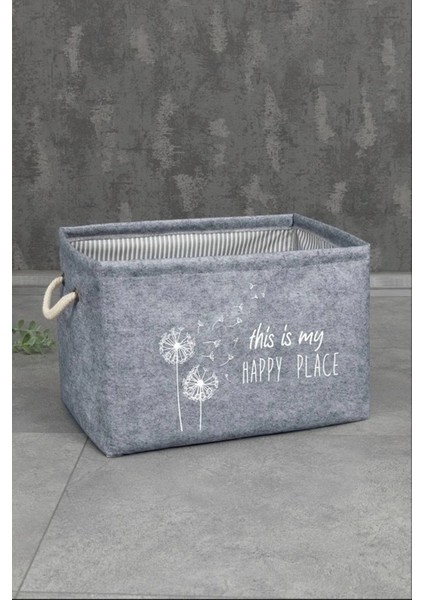 Çok Amaçlı Dikdörtgen Keçe Sepet Gri Düzenleyici Kutu Dolap İçi Organizer Box 36X26X25 cm