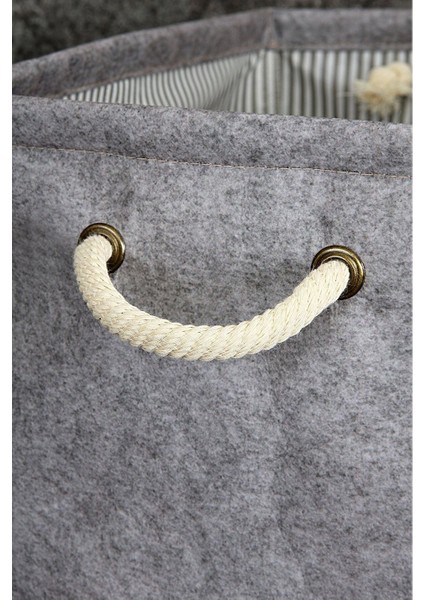 Çok Amaçlı Dikdörtgen Keçe Sepet Gri Düzenleyici Kutu Dolap İçi Organizer Box 36X26X25 cm