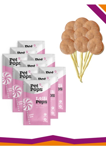 Lollipops Tavuk Ciğeri Kefir Dondurularak Kurutulmuş Kedi Köpek Ödülü Lolipop 9'Lu Lolipopu