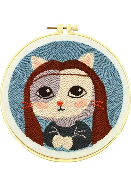 Kasnaklı Goblen Punch (Panç) Işleme Seti 20 cm Kedi Deseni