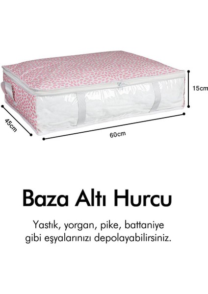 Yaprak Desenli Pencereli Baza Altı Yastık Yorgan Kazak Hurcu / 60 x 45 x 15