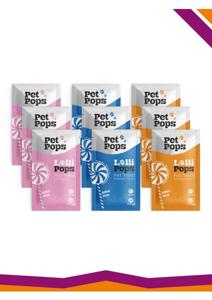Lollipops Dondurularak Kurutulmuş Karışık Mix Lezzet Paketi Kedi Köpek Ödülü Lolipop 9'Lu Lolipopu