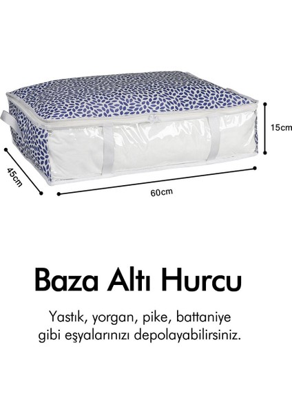 Yaprak Desenli Pencereli Baza Altı Yastık Yorgan Kazak Hurcu / 60 x 45 x 15