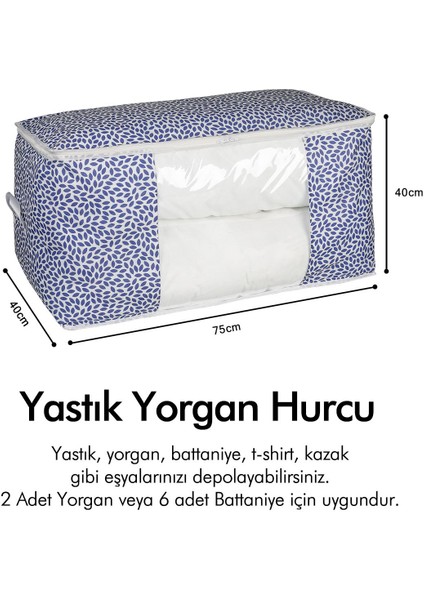 Yaprak Desenli Pencereli Büyük Boy Yastık Yorgan Kazak Hurcu / 75 x 40 x 40