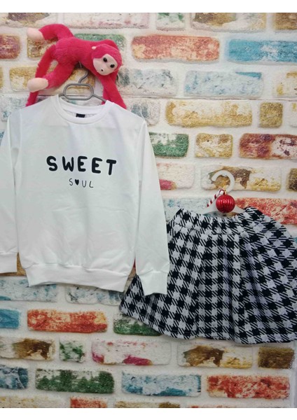 3 -4 Yaş Kız Çocuk Etekli sweet Takım %100 Pamuk -Sweet Soul