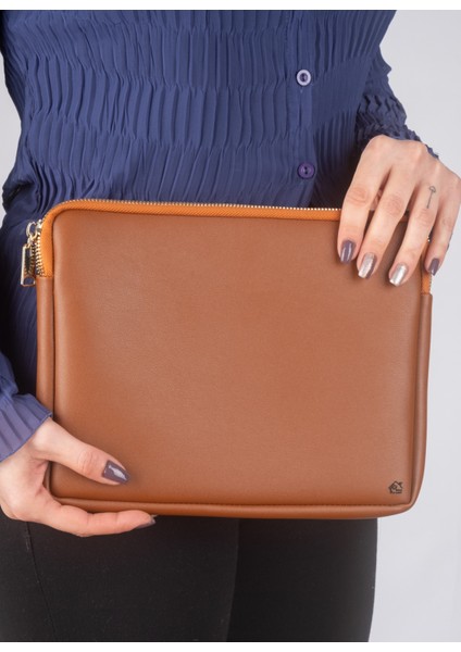 Vegan Deri Clutch Tablet Çantası