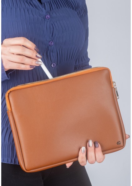 Vegan Deri Clutch Tablet Çantası