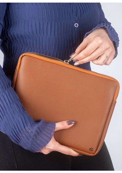 Vegan Deri Clutch Tablet Çantası
