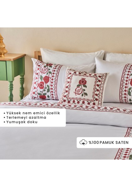 Pamuk Saten Jolly Çift Kişilik Nevresim Seti Kırmızı (200x220 cm ) fiyatları