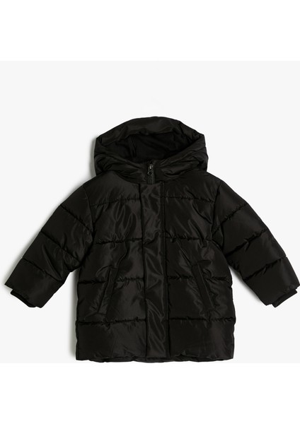 Şişme Mont Kapşonlu Cep Detaylı