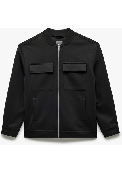 Cep Detaylı Uzun Kollu Kolej Yaka Fermuarlı Ceket fırsatları