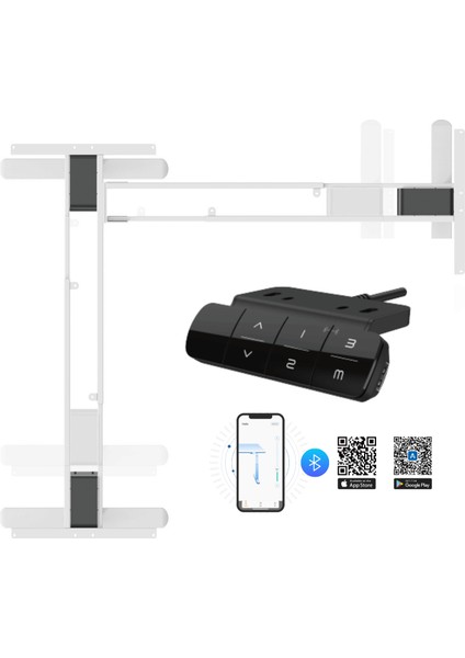 Vesama x Yüksekliği Ayarlanabilir (L Şekli) Çalışma Masası 3 Motorlu Tablasız Mobil Kontrol Beyaz modelleri