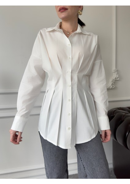 Marka Model Pileli Premium Gömlek- Ekru fiyatları