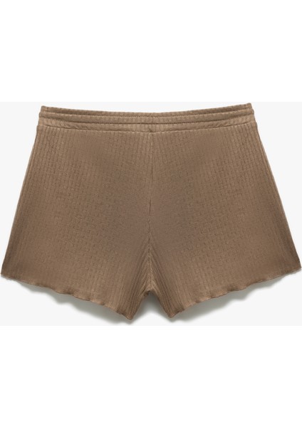 Beli Bağlamlı Cepli Dokulu Şort Pijama Altı