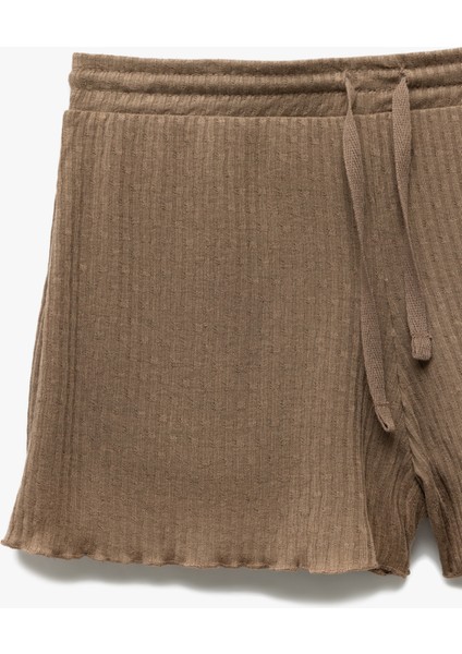 Beli Bağlamlı Cepli Dokulu Şort Pijama Altı