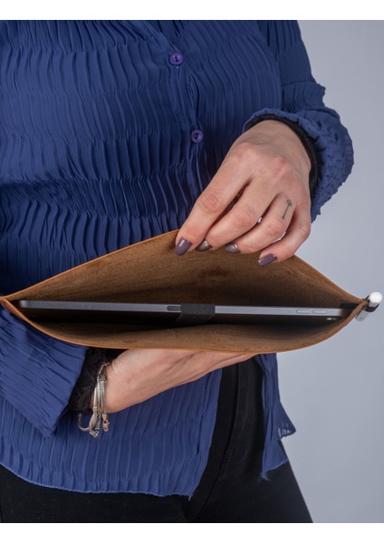 Vegan Deri Clutch Düz Tablet Çantası