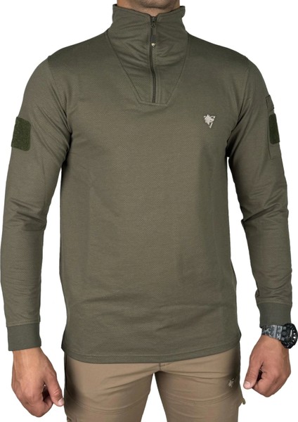 Iraz Balıkçı Yaka Uzun Kollu Taktik T-Shirt Haki