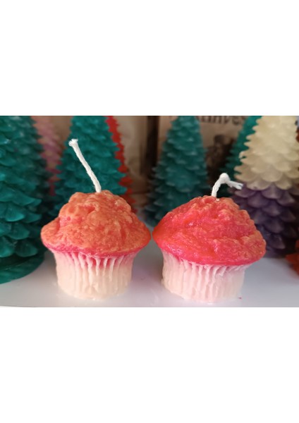 Dekoratif Cup Cake Mum 2 Adet