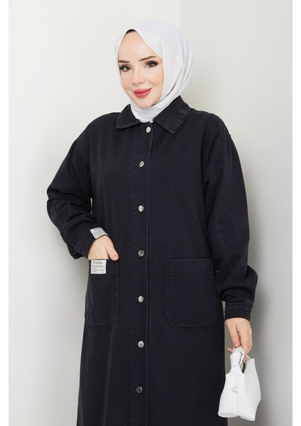 Kadın Cepli Giy Çık Denim Kot Kap -PMK389