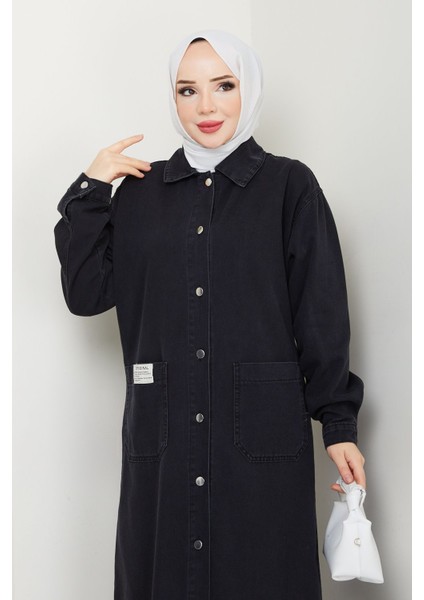 Kadın Cepli Giy Çık Denim Kot Kap -PMK389