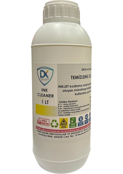Inkjet Kodlama Cihazı Temizleme Solüsyonu (Cleaner) 1lt